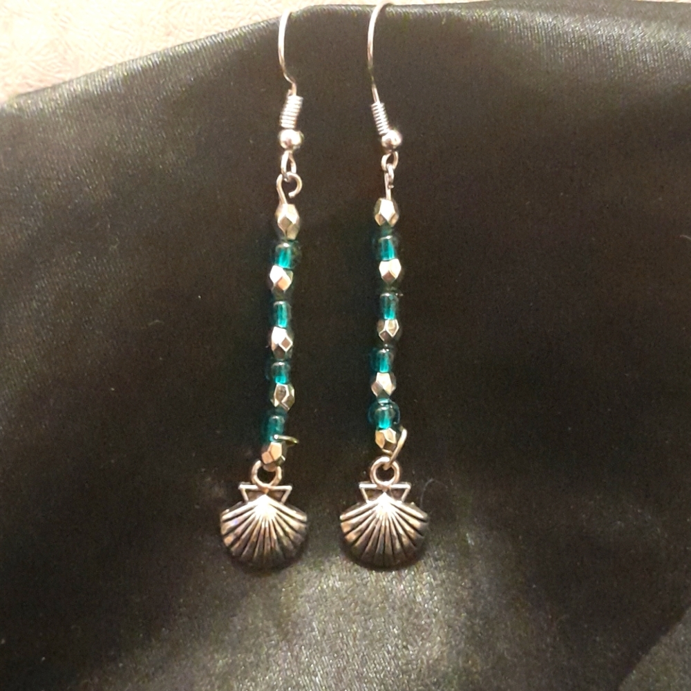 Handmade Seashell 2 1/2" dangle  Earrings